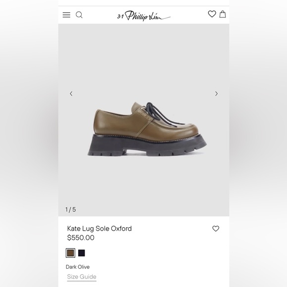 3.1 Phillip Lim Shoes - 3.1 Philip Lim Kate Lug Sole Oxford. Dark olive color, Women size 38